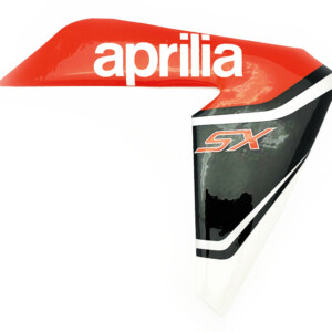 Etukatteen tarra (oikea, puna/musta), Aprilia RX/SX 06-17