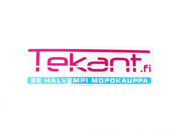 Tekant.fi 1.0 tarra, valko/pinkki/sini 10cm x 3cm