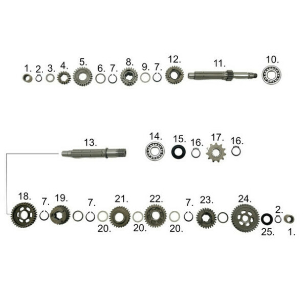 Vaihderatas 2.vaihde (vetoakseli) 33H V2, Minarelli AM6 - Kuva 3