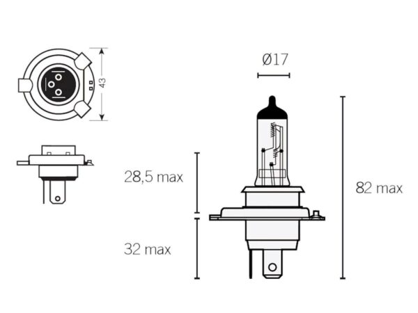 H4 polttimo 12V/60-55W - Kuva 2