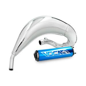 Voca Cross Chromed 50/70cc tehopakoputki + Sininen äänenvaimennin, Fantic XE/XM 50 21->